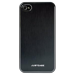 JustCase Metallic iPhone 4 4S Case for AT&T Sprint Verizon phones (Black) - Final Sale, Discontinued