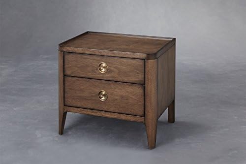Walnut Mid Century Nightstand, 2-drawer stroage -BQ Line