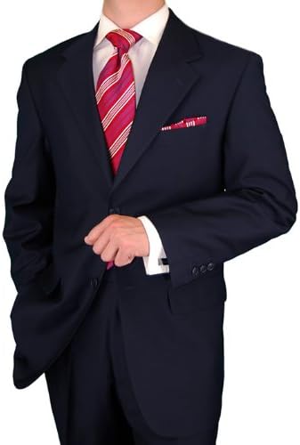 Gino Valentino Men's 2 Button Jacket Flat Front Pants Dk. Navy Suit