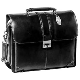 Leather Triple Compartment Laptop Briefcase