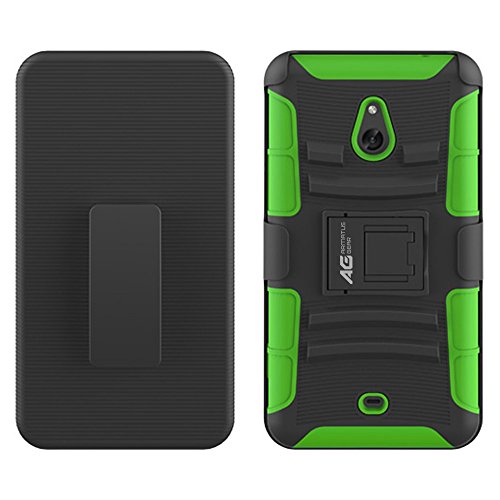 Nokia Lumia 1320 Case - Armatus Gear (TM) Tactical Hybrid Armor Case 2-in-1 Dual Layer Protector with Kickstand and Holster Combo For Nokia Lumia 1320 - Green