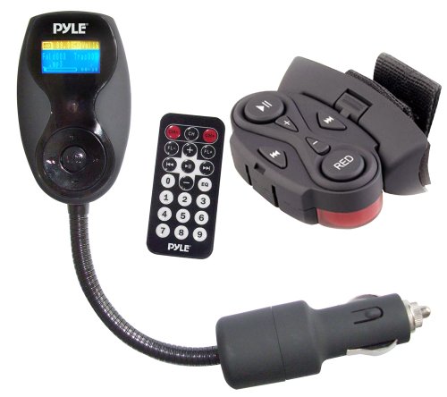 Pyle PLFMTR8 USB SD Card MP3/WMA Player Car FM Transmitter with Adjustable Gooseneck Mount and Steering Wheel Remote Control