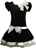 Bonnie Jean Girls 4-6x Short Sleeve Panne Dress With Satin Bows