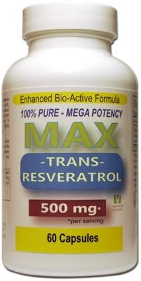 MAX Trans Resveratrol 500 mg Pure Trans Resveratrol Per Serving 60 Capsules