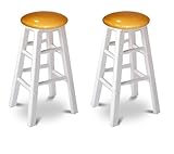 2 Natural White 24" Custom Specialty Man Cave Barstools with Gold Glitter V ....