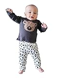 (ウイ カプア) u'i Kapua レオパード 柄 ベビー 服 セット アップ 長袖 Tシャツ & パンツ (70,ブラック)