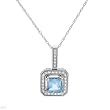 Necklace With 0.85ctw Precious Stones - Genuine Clean Diamonds and Topaz Made of 14K White Gold Length 18in