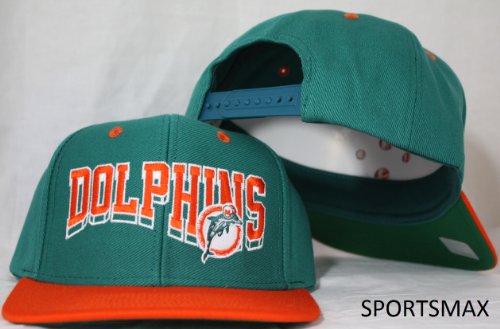 Miami Dolphins Wave Aqua / Orange Two Tone Snapback Adjustable Plastic Snap Back Hat / Cap