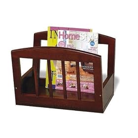 Contemporary Style Cherry Finish Wood Magazine Rack