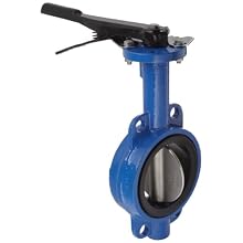 Dixon BFVW400 Ductile Iron Wafer Style Butterfly Valve with Stainless Steel Disc and Buna-N liner, 4" Size, 200 psi Pressure