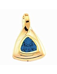 18K Yellow Gold Trillion Cut Sapphire Pendant -- LIFETIME WARRANTY