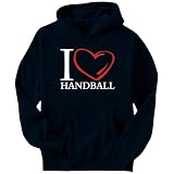 I Love Handball Sports Mens Hoodie (Navy Blue, Sizes X-Small - XXX-Large)