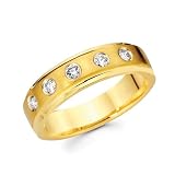 14K Yellow Gold Round Diamond Men's Couple Wedding Ring Band (1/3 ctw., GH Color, SI Clarity)