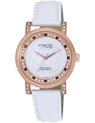 Q and Q Attractive ION-PLATED women Rose Gold Case White Band