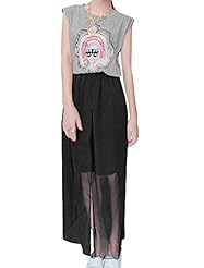 Chiffon/Cotton Two-Toned Floor Length Short Portrait Neck Round Neck Elasticized   Waistline Sleeveless  Dress