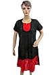 Gorgeous Kurta, Bohemian Black Red Hand Embroidered Kurti Tops Medium Size