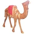 Olive wood camel with red saddle (8 inches)
