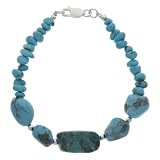 Sterling Silver Bead and Turquoise Nugget Bracelet, 7.5