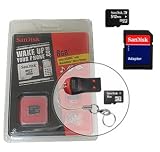 Sandisk 8GB microSDHC Class 4 Memory Card, Sandisk 512MB microSD Memory Card, SD Adapter and Sandisk MobileMate Memory Card Reader