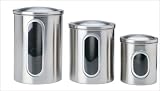 Kitchen Canister Set w/ Vertical Windows in Brushed Stainless by Polder Home Tools