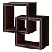 Faux-Leather Double Square Wall Shelf - Brown