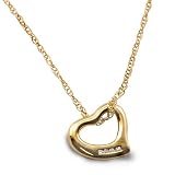9ct Yellow Gold Diamond Set Open Heart Pendant Supplied on an 18'' Yellow Gold Box Chain