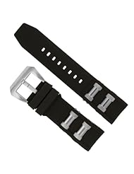 Replacement Watch Band Black with Steel Inserts for Invicta 1088, 1843 Russian Diver Skeleton Watches