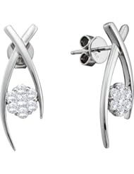 0.50CTW ROUND DIAMOND LADIES FLOWER EARRINGS