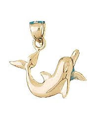 Dazzlers Solid 14 karats gold Dolphin Charm Pendant Available in three colors from jewelsberry (weights: 2.1 grams only)