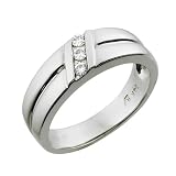 Men's 14K White Gold 3-Stone Moissanite Ring - 10