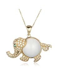 White Agate Elephant Pendant-18"