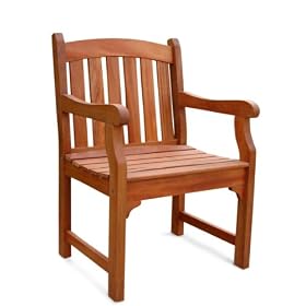 VIFAH V211 Outdoor Wood Arm Chair, Natural Wood Finish, 25 by 24 by 36-Inch