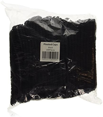 Spray Tan Disposable Pleated Mob Cap for Sun Bed Spray Tan Facial Treatment, Black - Pack of 100 by Spray Tan