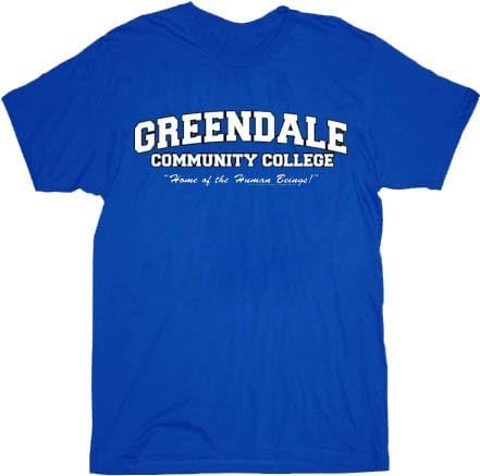 Community Greendale Community College GCC Human Beings Blue Adult T-shirt Tee (XX-Large)