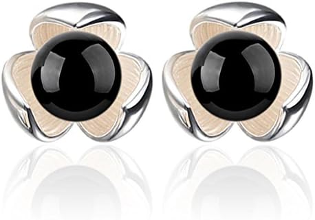 OVERMAL 1 pair Lady Elegant pearl Rhinestone Ear Stud Earrings (Black)
