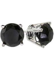 3.00 Ctw Genuine Black Diamond Studs 14K White Gold