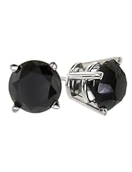 4.00 Ctw Genuine Black Diamond Studs 14K White Gold