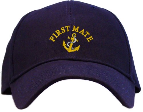 Youth Size - First Mate with Ships Anchor Embroidered Baseball Cap - Navy Blue