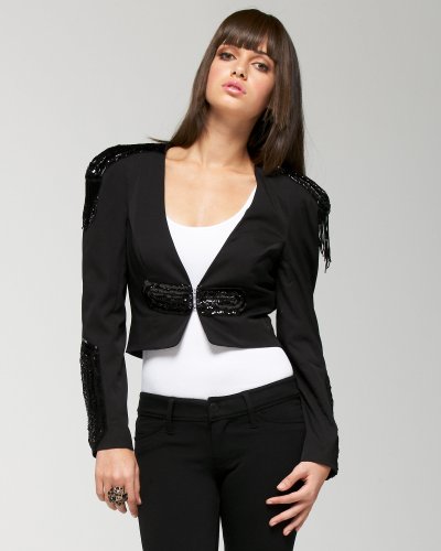 Bebe Beaded Fringe Bolero Jacket