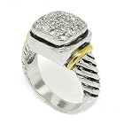 2-tone Versatile Designer-Inspired Ring w/White CZs