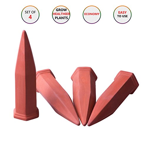Garden Terracotta Watering Spikes 4PC Wine Bottle Stake Set