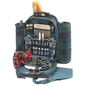 Picnic Gift Conquest Deluxe Two Person Picnic Pack With Blanket in Green - Picnic Gift 1035-GR