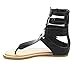 Wild Diva Tanaya-540 Women's T-Strap Buckle Gladiator Back Zip Flat Thong Sandal