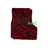 A Set of 4 Universal Fit Animal Print Carpet Floor Mats for Cars / Truck - Zebra