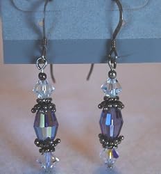 Tanznite & Clear Swarovski Crystal Earrings