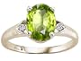 1.56 cttw 14k White Gold Genuine 8x6mm Oval Peridot and Diamond Ring - 14kt White Gold