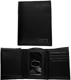 Fossil Mens Wallet - Chicago Trifold Zip Flip (Color: Black)