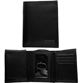 Fossil Mens Wallet - Chicago Trifold Zip Flip (Color: Black)