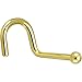 Solid 14k Yellow Gold 1.5mm Ball Right Nostril Screw 18 Gauge 1/4
