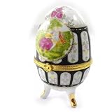 Oeuf en porcelaine "Romantisme" vert rose noir